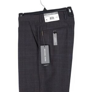 Michael Kors Men's Classic-Fit Stretch Wool Suit Pant Brown Blue Plaid 30x30 NWT